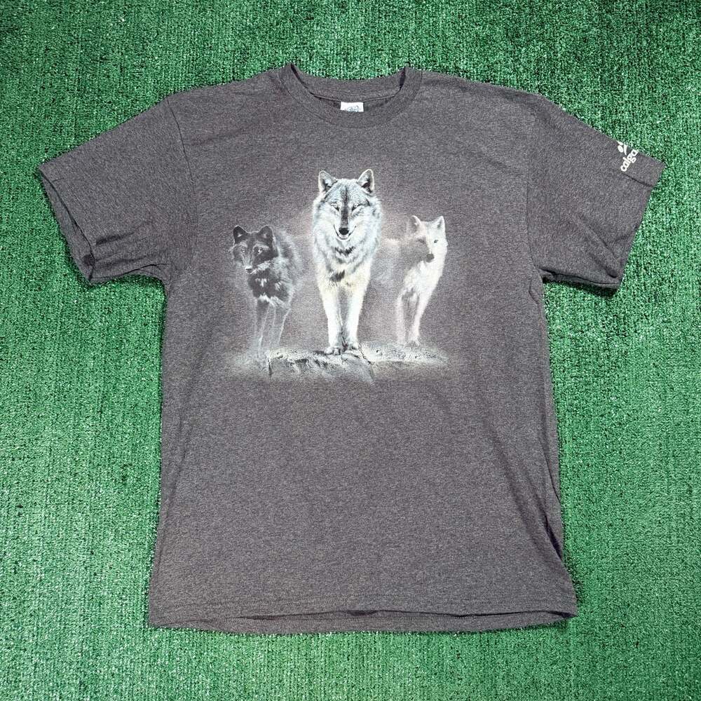 Adult Calgary Zoo Wolf Pack Nature T-Shirt (Three wolves) Grey Large